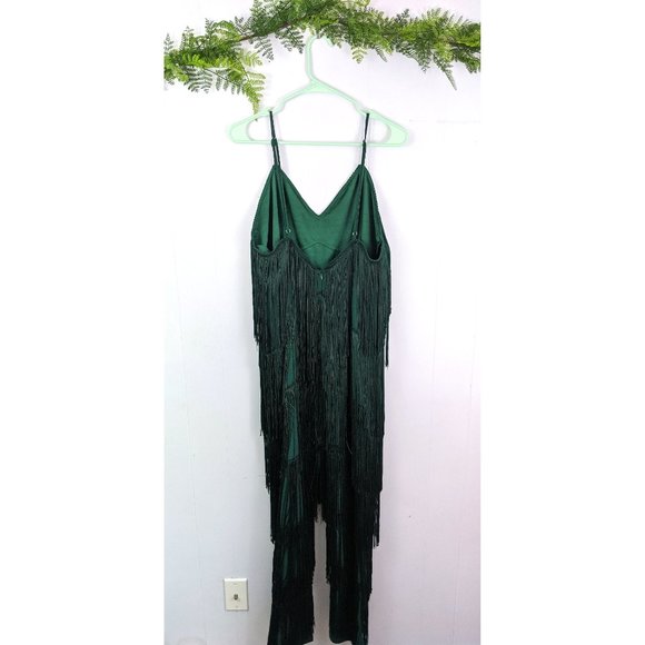 ❌ SOLD / Green Tassel Plunge Jumpsuit - Picture 8 of 9
